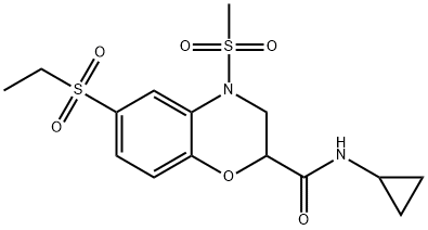 N-CYCLOPROPYL-6-(ETHYLSULFONYL)-4-(METHYLSULFONYL)-3,4-DIHYDRO-2H-1,4-BENZOXAZINE-2-CARBOXAMIDE Struktur