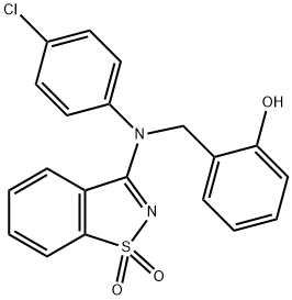 2-([(4-CHLOROPHENYL)(1,1-DIOXIDO-1,2-BENZISOTHIAZOL-3-YL)AMINO]METHYL)PHENOL Struktur