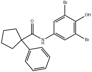 N-(3,5-DIBROMO-4-HYDROXYPHENYL)(PHENYLCYCLOPENTYL)FORMAMIDE Struktur