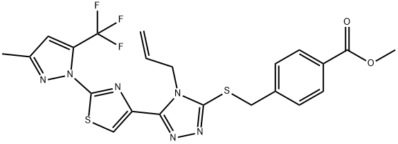 METHYL 4-([(4-ALLYL-5-(2-[3-METHYL-5-(TRIFLUOROMETHYL)-1H-PYRAZOL-1-YL]-1,3-THIAZOL-4-YL)-4H-1,2,4-TRIAZOL-3-YL)SULFANYL]METHYL)BENZENECARBOXYLATE Struktur