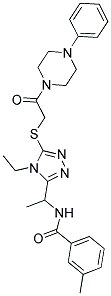 N-(1-(4-ETHYL-5-(2-OXO-2-(4-PHENYLPIPERAZIN-1-YL)ETHYLTHIO)-4H-1,2,4-TRIAZOL-3-YL)ETHYL)-3-METHYLBENZAMIDE Struktur