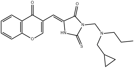 3-([(CYCLOPROPYLMETHYL)(PROPYL)AMINO]METHYL)-5-[(4-OXO-4H-CHROMEN-3-YL)METHYLENE]-2-THIOXOTETRAHYDRO-4H-IMIDAZOL-4-ONE Struktur