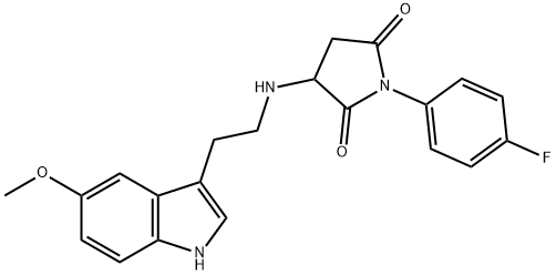 1-(4-FLUOROPHENYL)-3-{[2-(5-METHOXY-1H-INDOL-3-YL)ETHYL]AMINO}PYRROLIDINE-2,5-DIONE Struktur