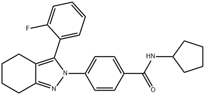 N-CYCLOPENTYL-4-[3-(2-FLUOROPHENYL)-4,5,6,7-TETRAHYDRO-2H-INDAZOL-2-YL]BENZENECARBOXAMIDE Struktur