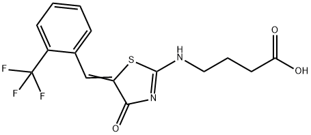 4-([4-OXO-5-((Z)-[2-(TRIFLUOROMETHYL)PHENYL]METHYLIDENE)-1,3-THIAZOL-2(4H)-YL]AMINO)BUTANOIC ACID Struktur