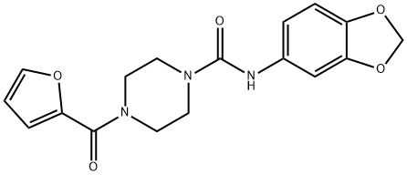 N-BENZO[3,4-D]1,3-DIOXOLAN-5-YL(4-(2-FURYLCARBONYL)PIPERAZINYL)FORMAMIDE Struktur