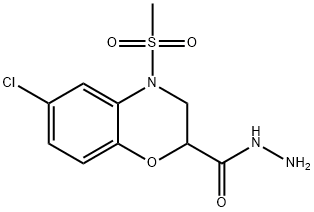 6-CHLORO-4-(METHYLSULFONYL)-3,4-DIHYDRO-2H-1,4-BENZOXAZINE-2-CARBOHYDRAZIDE Struktur