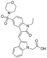 (Z)-2-(3-((1-ETHYL-5-(MORPHOLINOSULFONYL)-2-OXOINDOLIN-3-YLIDENE)METHYL)-1H-INDOL-1-YL)ACETIC ACID Struktur