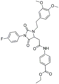 ETHYL 4-(2-(3-(3,4-DIMETHOXYPHENETHYL)-1-(4-FLUOROPHENYL)-2,5-DIOXOIMIDAZOLIDIN-4-YL)ACETAMIDO)BENZOATE Struktur