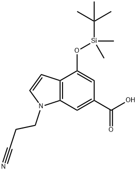 4-(TERT-BUTYLDIMETHYLSILANYLOXY)-1-(2-CYANOETHYL)-1H-INDOLE-6-CARBOXYLIC ACID Struktur