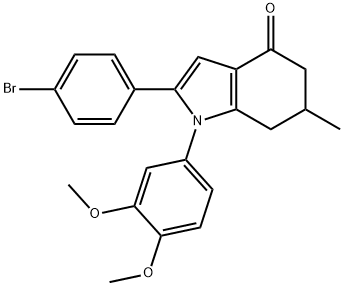 1-(3,4-DIMETHOXYPHENYL)-2-(4-BROMOPHENYL)-6-METHYL-5,6,7-TRIHYDROINDOL-4-ONE Struktur