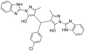 4,4'-((4-CHLOROPHENYL)METHYLENE)BIS(1-(1H-BENZO[D]IMIDAZOL-2-YL)-3-METHYL-1H-PYRAZOL-5-OL) Struktur