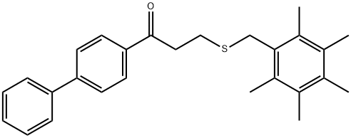 1-[1,1'-BIPHENYL]-4-YL-3-[(2,3,4,5,6-PENTAMETHYLBENZYL)SULFANYL]-1-PROPANONE Structure