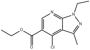 ETHYL 4-CHLORO-1-ETHYL-3-METHYL-1H-PYRAZOLO[3,4-B]PYRIDINE-5-CARBOXYLATE Struktur