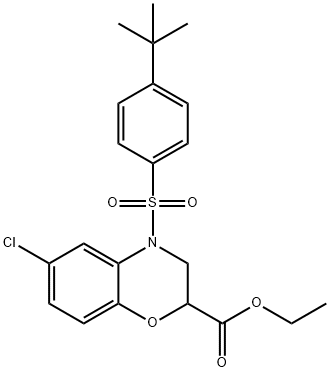 ETHYL 4-([4-(TERT-BUTYL)PHENYL]SULFONYL)-6-CHLORO-3,4-DIHYDRO-2H-1,4-BENZOXAZINE-2-CARBOXYLATE Struktur