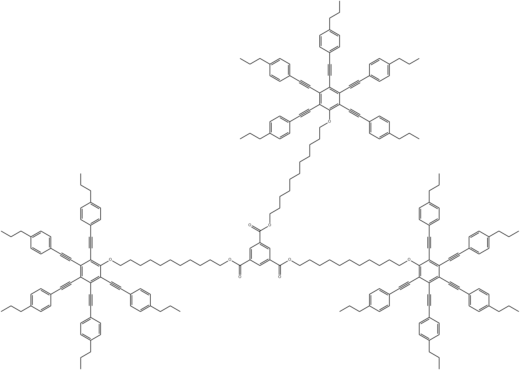 TRIS-[11-PENTAKIS-(4'-PROPYLPHENYLETHYNYL)PHENOXYUNDECYL]TRIMESATE Struktur