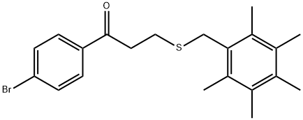 1-(4-BROMOPHENYL)-3-[(2,3,4,5,6-PENTAMETHYLBENZYL)SULFANYL]-1-PROPANONE Struktur