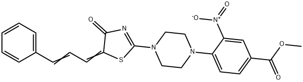 METHYL 3-NITRO-4-(4-[4-OXO-5-[(Z,2E)-3-PHENYL-2-PROPENYLIDENE]-1,3-THIAZOL-2(4H)-YL]PIPERAZINO)BENZENECARBOXYLATE Struktur