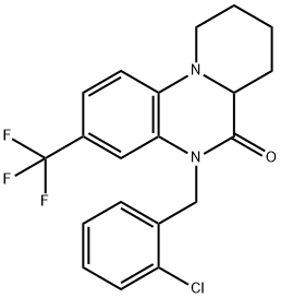 5-(2-CHLOROBENZYL)-3-(TRIFLUOROMETHYL)-7,8,9,10-TETRAHYDRO-5H-PYRIDO[1,2-A]QUINOXALIN-6(6AH)-ONE Struktur