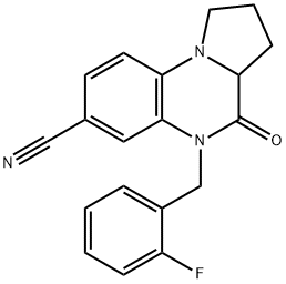 5-(2-FLUOROBENZYL)-4-OXO-1,2,3,3A,4,5-HEXAHYDROPYRROLO[1,2-A]QUINOXALINE-7-CARBONITRILE Struktur