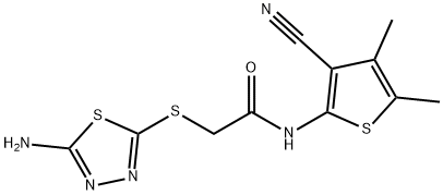 2-(5-AMINO-[1,3,4]THIADIAZOL-2-YLSULFANYL)-N-(3-CYANO-4,5-DIMETHYL-THIOPHEN-2-YL)-ACETAMIDE Struktur