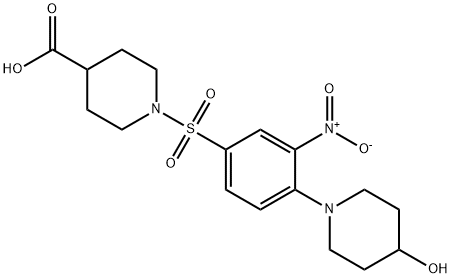 1-([4-(4-HYDROXYPIPERIDINO)-3-NITROPHENYL]SULFONYL)-4-PIPERIDINECARBOXYLIC ACID Struktur