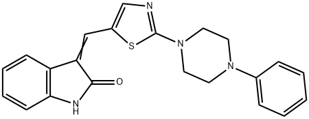 3-((E)-[2-(4-PHENYLPIPERAZINO)-1,3-THIAZOL-5-YL]METHYLIDENE)-1,3-DIHYDRO-2H-INDOL-2-ONE Struktur