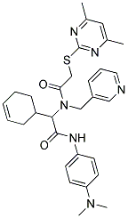 2-(CYCLOHEX-3-ENYL)-N-(4-(DIMETHYLAMINO)PHENYL)-2-(2-(4,6-DIMETHYLPYRIMIDIN-2-YLTHIO)-N-(PYRIDIN-3-YLMETHYL)ACETAMIDO)ACETAMIDE Struktur