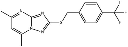 5,7-DIMETHYL-2-([4-(TRIFLUOROMETHYL)BENZYL]SULFANYL)[1,2,4]TRIAZOLO[1,5-A]PYRIMIDINE Struktur