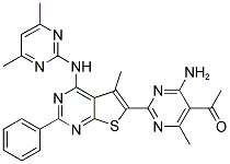 1-(4-AMINO-2-(4-(4,6-DIMETHYLPYRIMIDIN-2-YLAMINO)-5-METHYL-2-PHENYLTHIENO[2,3-D]PYRIMIDIN-6-YL)-6-METHYLPYRIMIDIN-5-YL)ETHANONE Struktur