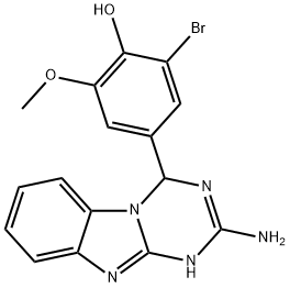 4-(2-AMINO-3,4-DIHYDRO[1,3,5]TRIAZINO[1,2-A]BENZIMIDAZOL-4-YL)-2-BROMO-6-METHOXYPHENOL Struktur