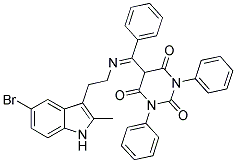 (E)-5-((2-(5-BROMO-2-METHYL-1H-INDOL-3-YL)ETHYLIMINO)(PHENYL)METHYL)-1,3-DIPHENYLPYRIMIDINE-2,4,6(1H,3H,5H)-TRIONE Struktur