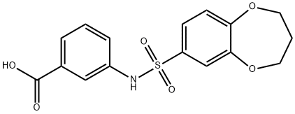 3-[(3,4-DIHYDRO-2H-1,5-BENZODIOXEPIN-7-YLSULFONYL)AMINO]BENZOIC ACID Struktur