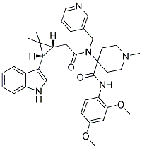 N-(2,4-DIMETHOXYPHENYL)-4-(2-((1R,3S)-2,2-DIMETHYL-3-(2-METHYL-1H-INDOL-3-YL)CYCLOPROPYL)-N-(PYRIDIN-3-YLMETHYL)ACETAMIDO)-1-METHYLPIPERIDINE-4-CARBOXAMIDE Struktur