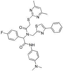 N-(4-(DIMETHYLAMINO)PHENYL)-2-(2-(4,6-DIMETHYLPYRIMIDIN-2-YLTHIO)-N-((4-PHENYLTHIAZOL-2-YL)METHYL)ACETAMIDO)-2-(4-FLUOROPHENYL)ACETAMIDE Struktur