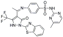 (Z)-4-(1-(1-(BENZO[D]THIAZOL-2-YL)-5-OXO-3-(TRIFLUOROMETHYL)-2,5-DIHYDRO-1H-PYRAZOL-4-YL)ETHYLIDENEAMINO)-N-(4-METHYLPYRIMIDIN-2-YL)BENZENESULFONAMIDE Struktur