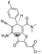 METHYL (2Z)-[(7R)-5-AMINO-6-CYANO-8-[(DIMETHYLAMINO)CARBONYL]-7-(4-FLUOROPHENYL)-3-OXO-7H-[1,3]THIAZOLO[3,2-A]PYRIDIN-2(3H)-YLIDENE]ACETATE Struktur