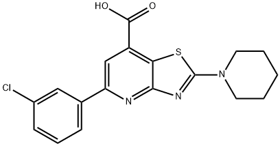 5-(3-CHLOROPHENYL)-2-PIPERIDIN-1-YL[1,3]THIAZOLO[4,5-B]PYRIDINE-7-CARBOXYLIC ACID Struktur