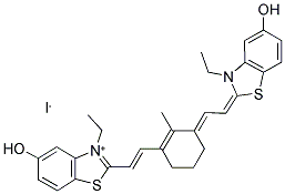 3-ETHYL-2-[(E)-2-(3-((E)-2-[3-ETHYL-5-HYDROXY-1,3-BENZOTHIAZOL-2(3H)-YLIDENE]ETHYLIDENE)-2-METHYL-1-CYCLOHEXEN-1-YL)ETHENYL]-5-HYDROXY-1,3-BENZOTHIAZOL-3-IUM IODIDE Struktur