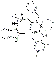 4-(2-((1R,3S)-2,2-DIMETHYL-3-(2-METHYL-1H-INDOL-3-YL)CYCLOPROPYL)-N-(PYRIDIN-3-YLMETHYL)ACETAMIDO)-N-MESITYL-TETRAHYDRO-2H-THIOPYRAN-4-CARBOXAMIDE Struktur