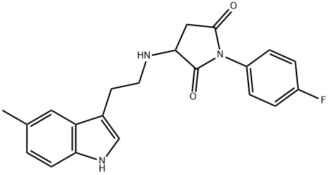 1-(4-FLUOROPHENYL)-3-{[2-(5-METHYL-1H-INDOL-3-YL)ETHYL]AMINO}PYRROLIDINE-2,5-DIONE Struktur