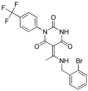 (5E)-5-{1-[(2-BROMOBENZYL)AMINO]ETHYLIDENE}-1-[4-(TRIFLUOROMETHYL)PHENYL]PYRIMIDINE-2,4,6(1H,3H,5H)-TRIONE Struktur