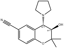 6-CYANO-3,4-DIHYDRO-2,2-DIMETHYL-TRANS-4-(1-PYRROLIDINYL)-2H-BENZO-[B]-PYRANO-3-OL Struktur