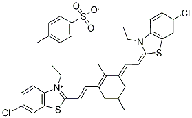 6-CHLORO-2-[(E)-2-(3-((E)-2-[6-CHLORO-3-ETHYL-1,3-BENZOTHIAZOL-2(3H)-YLIDENE]ETHYLIDENE)-2,5-DIMETHYL-1-CYCLOHEXEN-1-YL)ETHENYL]-3-ETHYL-1,3-BENZOTHIAZOL-3-IUM 4-METHYLBENZENESULFONATE Struktur