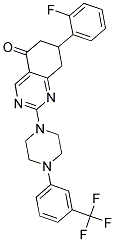 7-(2-FLUOROPHENYL)-2-{4-[3-(TRIFLUOROMETHYL)PHENYL]-1-PIPERAZINYL}-7,8-DIHYDRO-5(6H)-QUINAZOLINONE Struktur