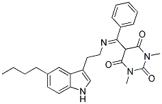 5-[{[2-(5-BUTYL-1H-INDOL-3-YL)ETHYL]IMINO}(PHENYL)METHYL]-1,3-DIMETHYL-2,4,6(1H,3H,5H)-PYRIMIDINETRIONE Struktur