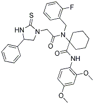 N-(2,4-DIMETHOXYPHENYL)-1-(N-(2-FLUOROBENZYL)-2-(4-PHENYL-2-THIOXOIMIDAZOLIDIN-1-YL)ACETAMIDO)CYCLOHEXANECARBOXAMIDE Struktur