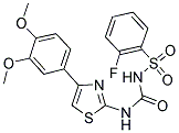 N-({[4-(3,4-DIMETHOXYPHENYL)-1,3-THIAZOL-2-YL]AMINO}CARBONYL)-2-FLUOROBENZENESULFONAMIDE Struktur