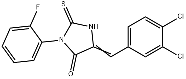 5-(3,4-DICHLORO-BENZYLIDENE)-3-(2-FLUORO-PHENYL)-2-THIOXO-IMIDAZOLIDIN-4-ONE Struktur