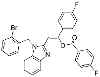 (Z)-2-(1-(2-BROMOBENZYL)-1H-BENZO[D]IMIDAZOL-2-YL)-1-(4-FLUOROPHENYL)VINYL 4-FLUOROBENZOATE Struktur